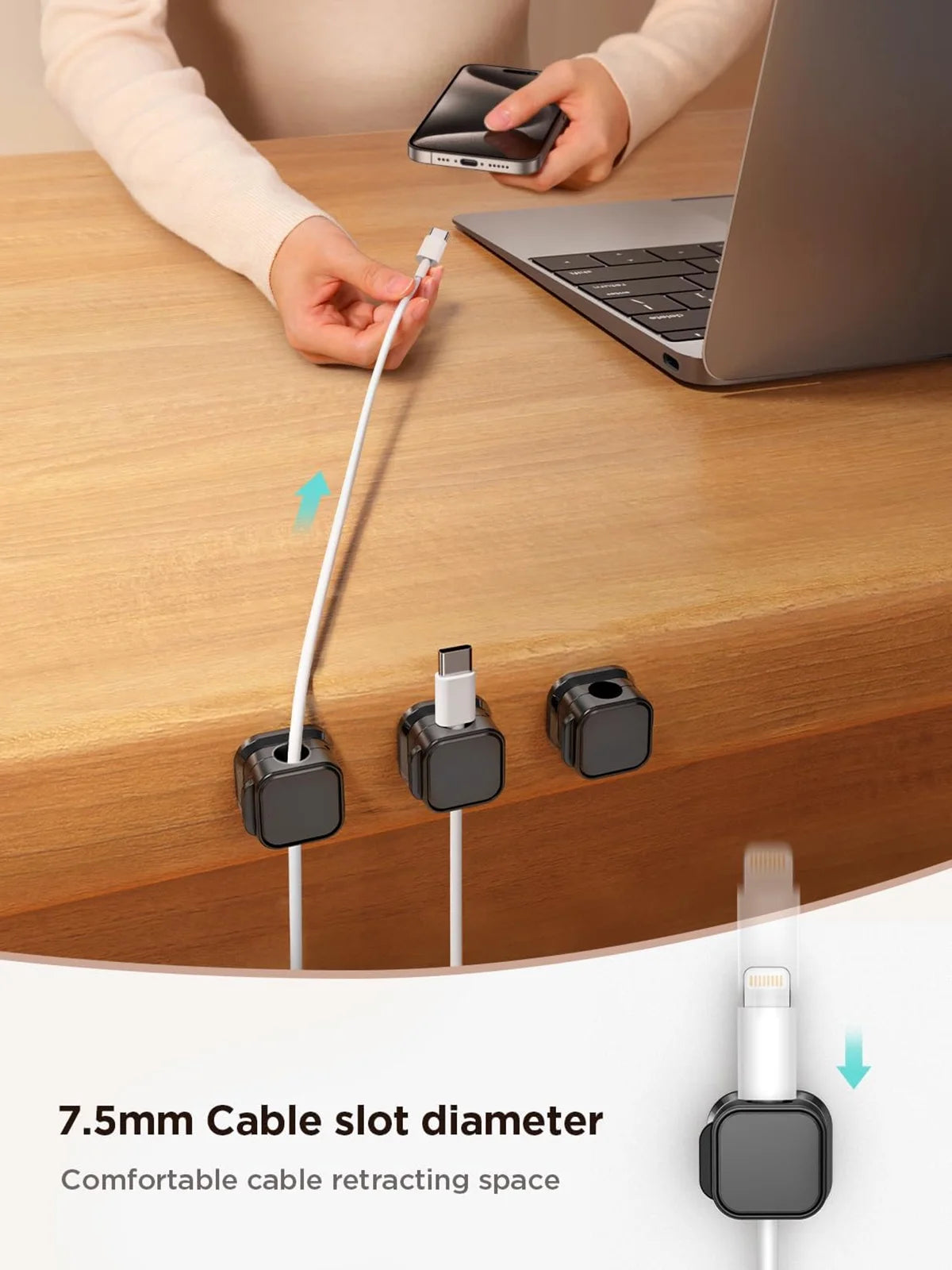 Cord Organizer – magnetic clips that keep cables neat anywhere.
