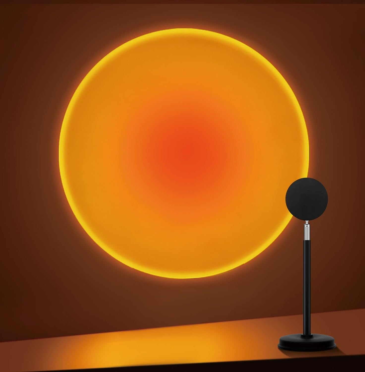 Sunset Projection Lamp – 16 color moods with a warm, dreamy glow. Adjustable, 180° rotating LED light that transforms any room into a cozy sunset vibe.