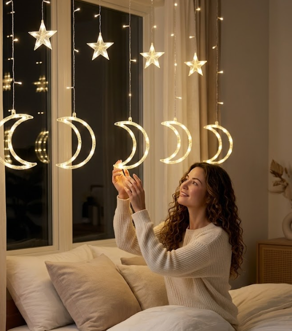 120 LED Star & Moon Curtain Lights