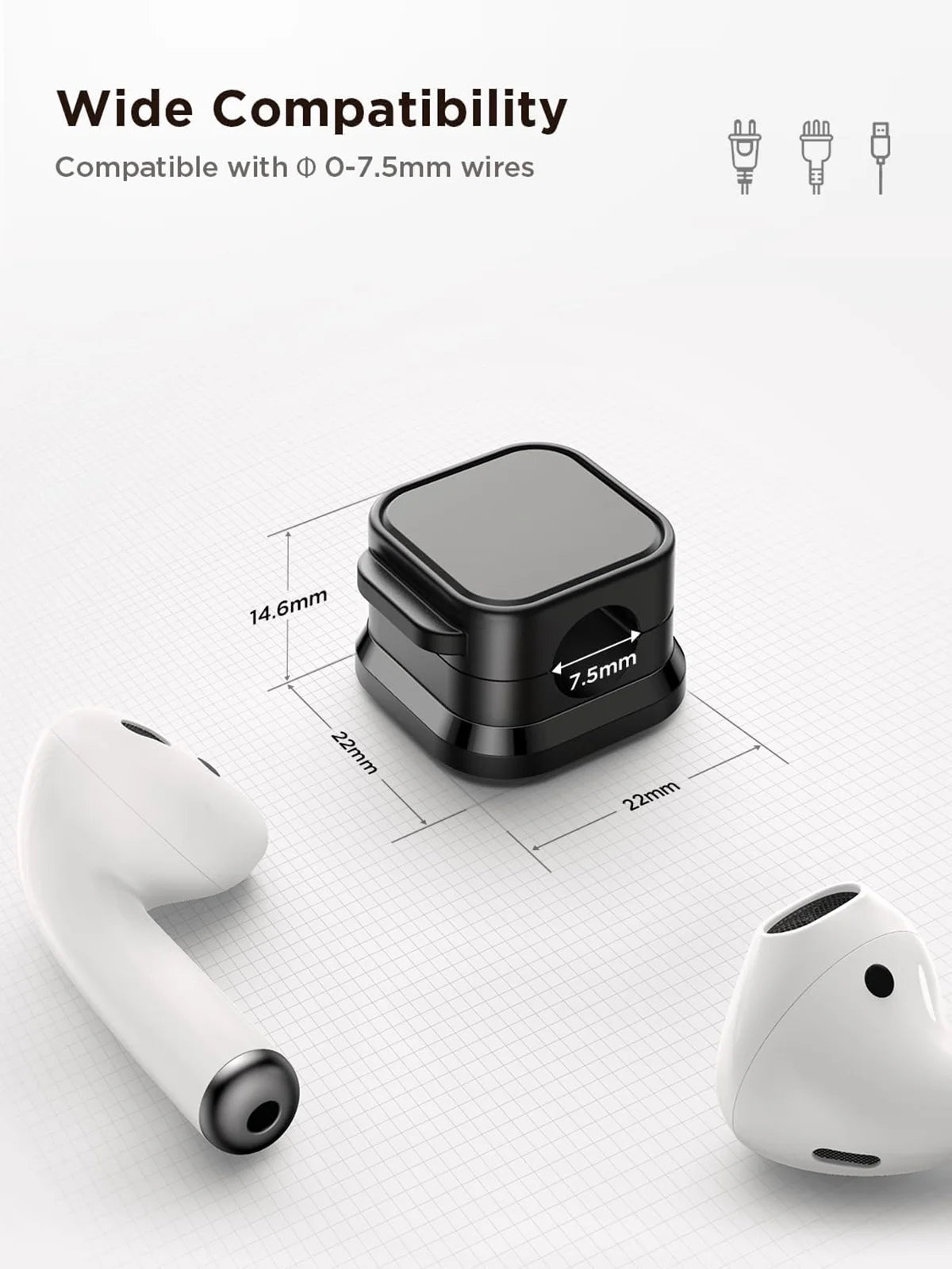 Cord Organizer – magnetic clips that keep cables neat anywhere.