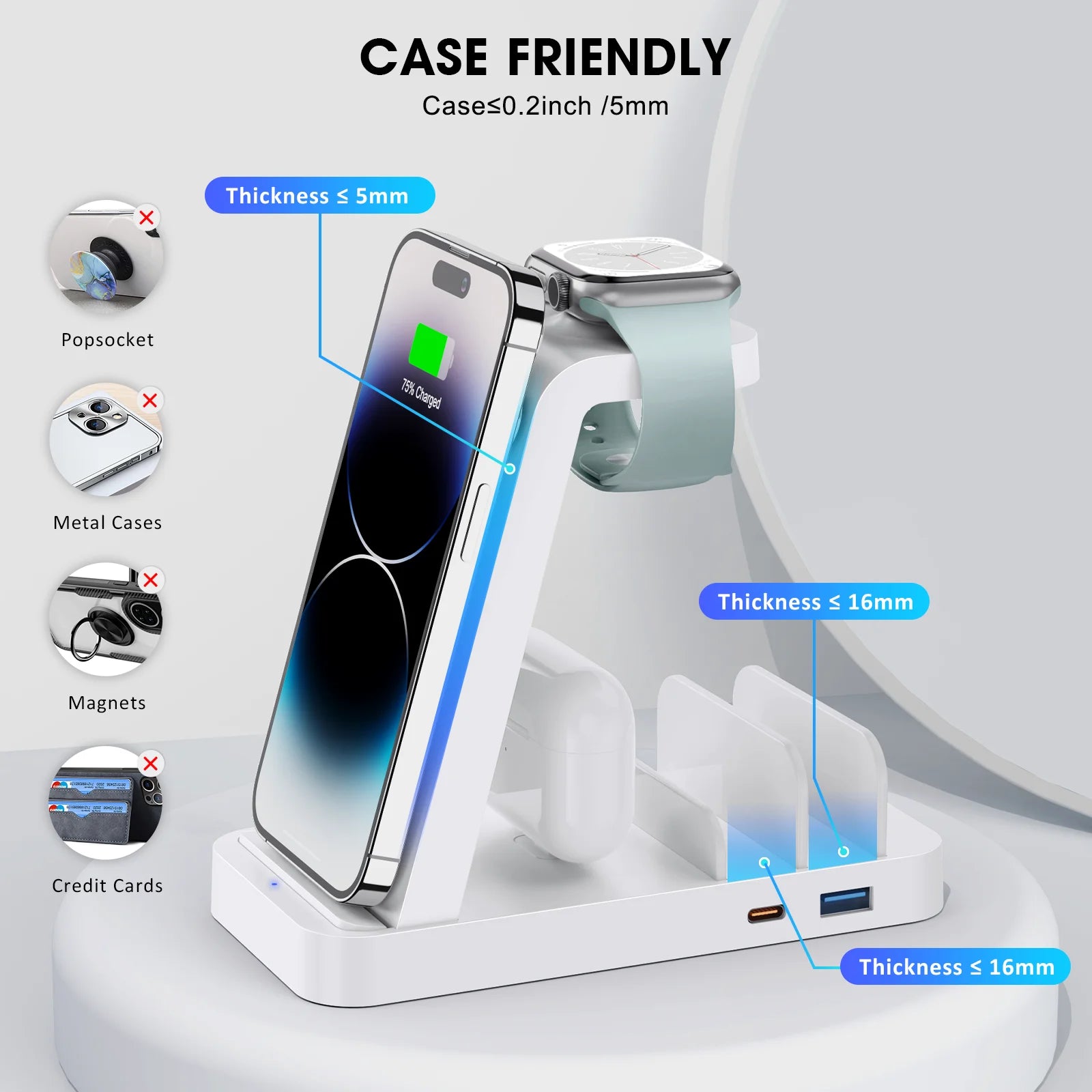 5-in-1 Wireless Charging Station – charge all your devices in one place. Sleek, fast, and clutter-free power for iPhone, Samsung, iPad, AirPods, and Apple Watch.